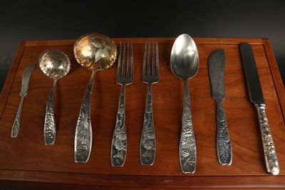 Whimsical 1880 Sterling Berry Pattern Flatware. Whimsical 1880 Sterling Berry Pattern