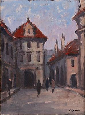 Arnošt Folprecht, Czech 1902-1977, Street Scene, Oil on Canvas. Arnošt Folprecht Czech