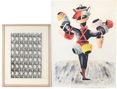 Repeating Men's Heads, Ink on Paper. Repeating Men's Heads Ink on Paper Signed l.r. Benton or