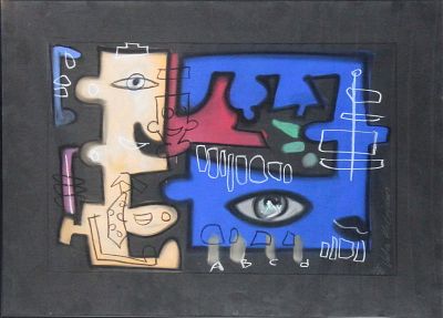 Victor Matthews, 1963-, Abstract, Mixed Media on Paper. Victor Matthews 1963- Abstract Mixed
