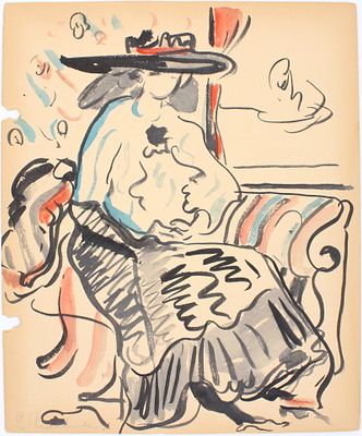 Ernst Ludwig Kirchner, 1880-1938, Two Can Can Dancers, Ink and Wash on Notebook Paper. Ernst