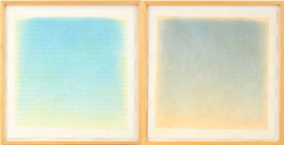 Power Boothe, 1945, Primary Color Drift #2 and Orange Wash, Blue Drift, Acrylic Wah on Paper. Po