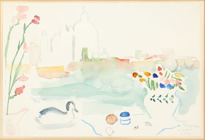 Edith Schloss, 1919-2011, Santa Maria della Saluta #2, Watercolor. Edith Schloss 1919-2011