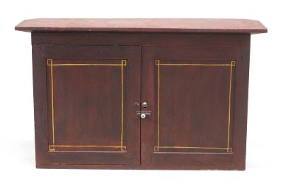 Paint-Decorated Hanging Wall Cupboard. Paint-Decorated Hanging Wall Cupboard American 