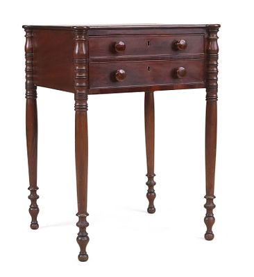 Federal Mahogany Two Drawer Work Table. Federal Mahogany Two Drawer Work Table Massachusetts 