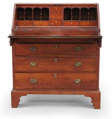 Federal Figured Maple Slant Front Desk. Federal Figured Maple Slant Front Desk Probably 