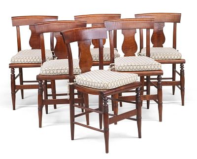 Set of Six Late Federal Maple Cane-Seat Dining Chairs. Set of Six Late Federal Maple Cane-Seat 