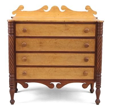 Empire Figured Maple Chest of Drawers. Empire Figured Maple Chest of Drawers Possibly Vermont 