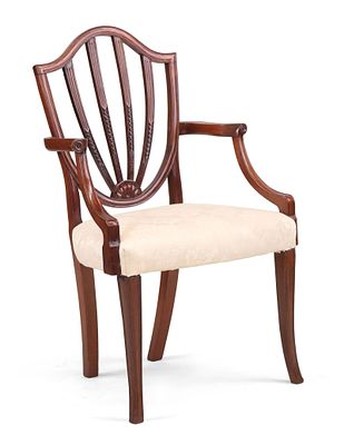 Federal Carved Mahogany Shield-Back Armchair. Federal Carved Mahogany Shield-Back 