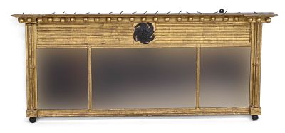 Federal Part Ebonized Giltwood Over Mantel Looking Glass. Federal Part Ebonized Giltwood Over 