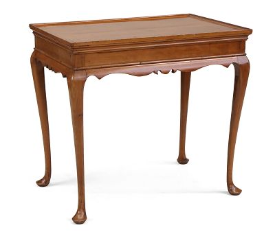 Queen Anne Cherrywood Tray-Top Tea Table. Queen Anne Cherrywood Tray-Top Tea Table Probably 