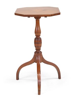 Federal Inlaid Mahogany and Maple Tilt Top Candle Stand. Federal Inlaid Mahogany and Maple Tilt 