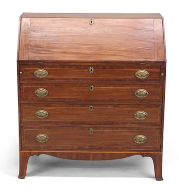 Federal Inlaid Mahogany Slant-Front Desk. Federal Inlaid Mahogany Slant-Front Desk Possibly 