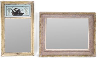 Late Federal Eglomise and Giltwood Mirror. Late Federal Eglomise and Giltwood Mirror Second 