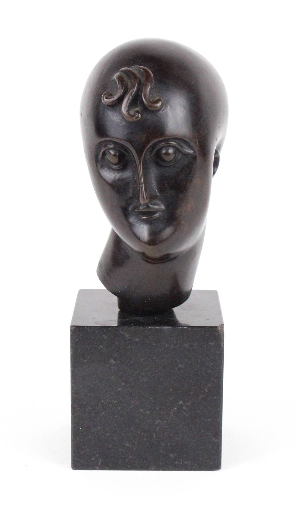Elie Nadelman, Polish/American 1882-1946, Head of a Woman, Bronze on Marble Base, Bronze. Elie 