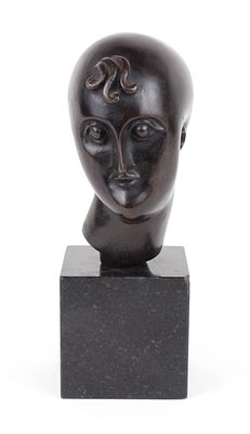 Elie Nadelman, Polish/American 1882-1946, Head of a Woman, Bronze on Marble Base, Bronze. Elie 