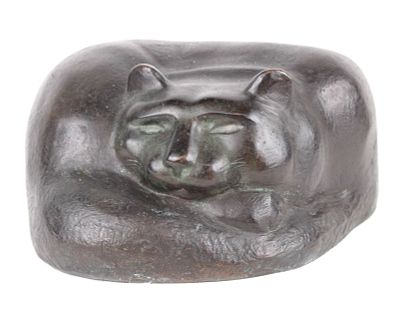William Zorach, 1887-1966, Sleeping Cat, Bronze. William Zorach 1887-1966 Sleeping Cat Bronze 