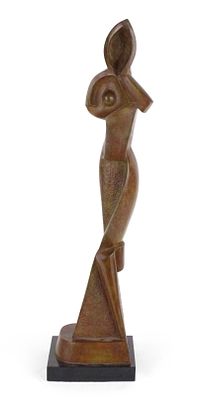 After Alexander Archipenko, 1887-1964, Geometric Statuette, Bronze. After Alexander 