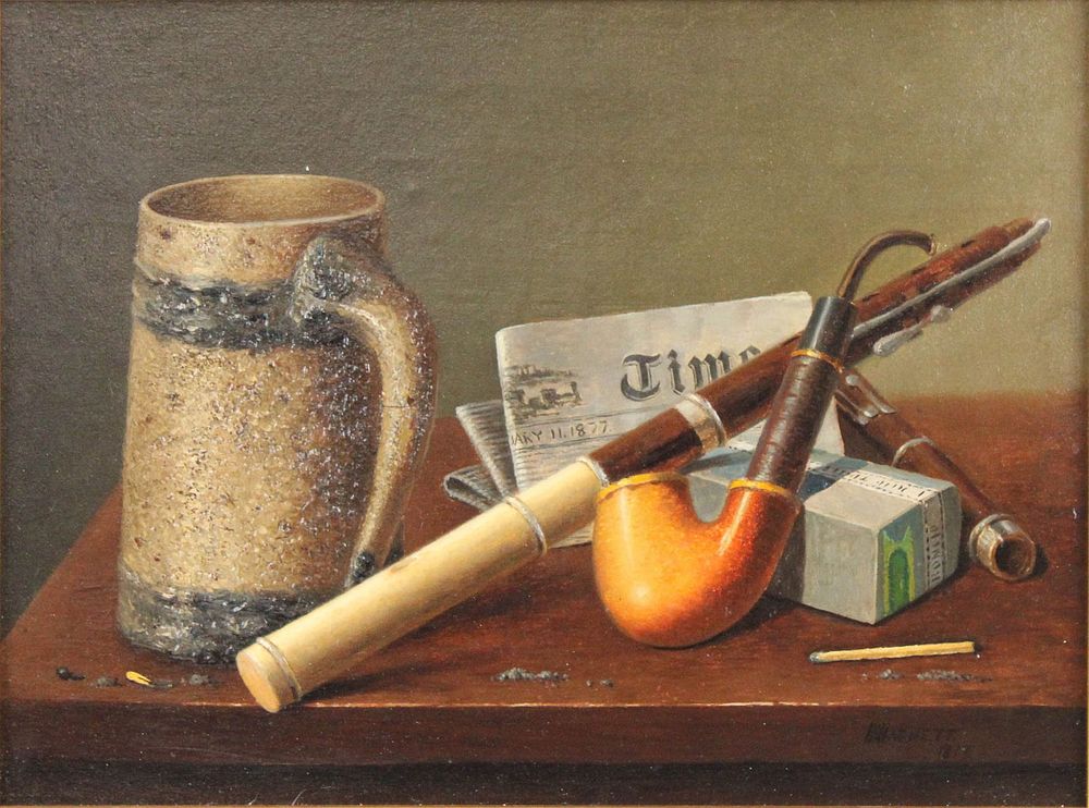 William Michael Harnett, 1848-1892, Still Life, Oil on Canvas. William Michael 