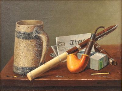 William Michael Harnett, 1848-1892, Still Life, Oil on Canvas. William Michael 