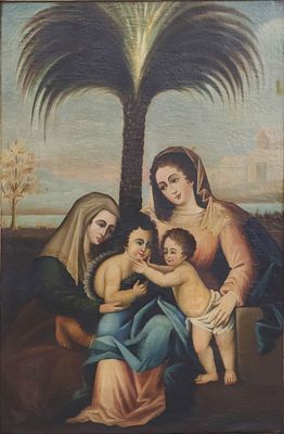 Mary, Jesus, John the Baptist, and Elizabeth, Oil on Canvas. Mary, Jesus, John the Baptist, and 