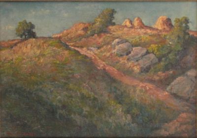 William Langson Lathrop, 1859-1938, Desert Landscape, Oil on Canvas. William Langson 