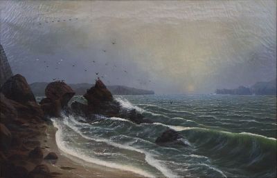 John Frederick Kensett, 1816-1872, Rocky Coastline, Oil on Canvas. John Frederick 