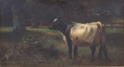 Robert Atkinson Fox, 1860-1935, Cow in Woods, Oil on Canvas. Robert Atkinson Fox 1860-1935 Cow 