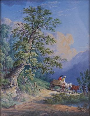 William Rickarby Miller, 1818-1893, Returning from Work, Watercolor. William Rickarby 