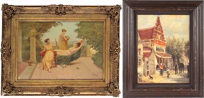 R. Zimmerman, European Village Scene, Oil on Canvas. R. Zimmerman European Village Scene Oil 