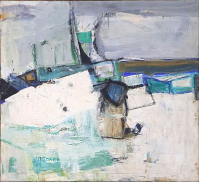 Joanne Gedney, Abstract in White and Blue, Oil on Canvas. Joanne Gedney Abstract in White and 