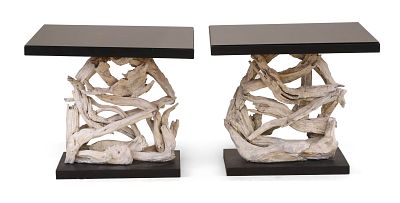 Pair of Vintage Driftwood Console Tables. Pair of Vintage Driftwood Console Tables 1940s. 