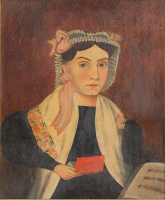 Attributed to Robert Lawrence Trotter, American b. 1954, Folk Art Portrait of a Woman, Oil on. A 