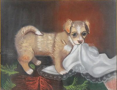 Portrait of a Puppy, Pastel on Paper. Portrait of a Puppy Pastel on Paper American, second half 