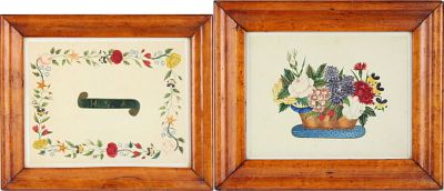 Four Schoolgirl Paintings, Watercolor on Paper. Four Schoolgirl Paintings Watercolor on Paper 