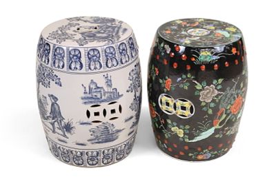 Two Chinese Porcelain Garden Seats. Two Chinese Porcelain Garden Seats One Famille Noir and one 