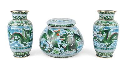 Three Dragon-Decorated Enamel Jars. Three Dragon-Decorated Enamel Jars Chinese, 20th C. From: 7 