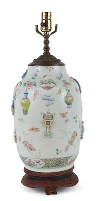 Enamel-Decorated Earthenware Vase. Enamel-Decorated Earthenware Vase Chinese, 19th C. 