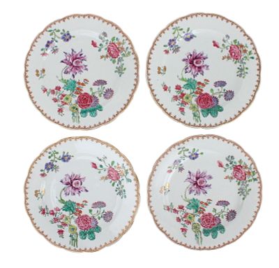 Four Chinese Export Circular Plates. Four Chinese Export Circular Plates Polychrome floral 