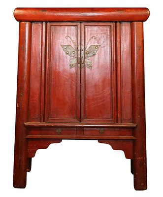 Chinese Red Stained Hardwood Wedding Cabinet. Chinese Red Stained Hardwood Wedding Cabinet 20th 