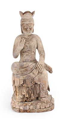Chinese Carved and Painted Wood Bodhisattva Sculpture. Chinese Carved and Painted Wood 