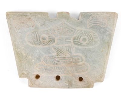 Chinese Carved Jade Amulet. Chinese Carved Jade Amulet Possibly Liangzhu culture. 1 5/8 x 2 1/2 