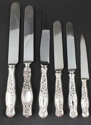 Heraldic Sterling Silver Assorted Knives. Heraldic Sterling Silver Assorted Knives In the 1880 
