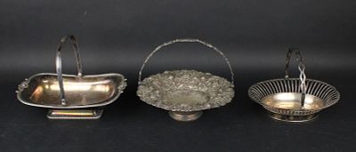 Three Sheffield Plate Swing Handle Baskets. Three Sheffield Plate Swing Handle Baskets c. 1820 