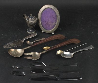 Danish Modern Sterling and Teak Salad Servers. Danish Modern Sterling and Teak Salad 