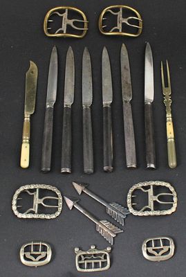 Six Silver and Ebony Fruit Knives. Six Silver and Ebony Fruit Knives 18th C., European. With a 