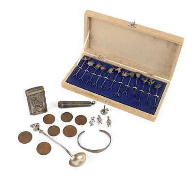 Mexican Silver Twelve Piece Hors D'oeuvre Fork Set. Mexican Silver Twelve Piece Hors D'oeuvre 