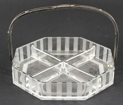 Hawkes Crystal and Sterling Art Deco Candy Dish. Hawkes Crystal and Sterling Art Deco Candy 