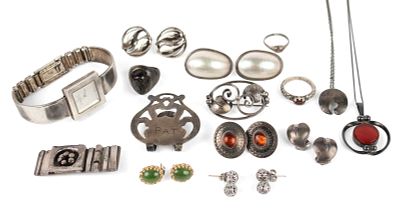 Group of Largely Danish Silver Jewelry. Group of Largely Danish Silver Jewelry Including two 