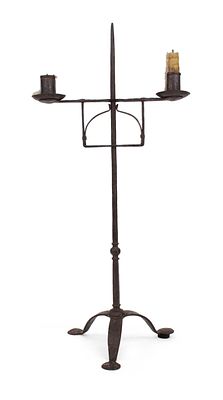 English Wrought Iron Two-Arm Candelabra. English Wrought Iron Two-Arm Candelabra 18th C. 22 1/2 